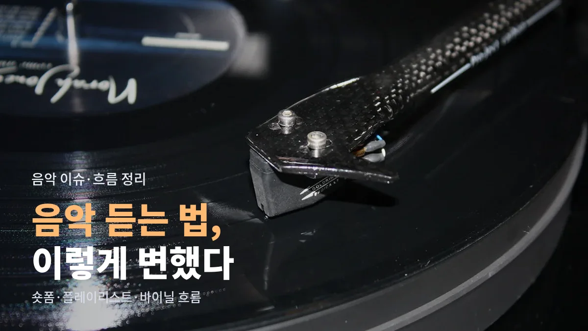 레코드판 위에 놓인 턴테이블 바늘